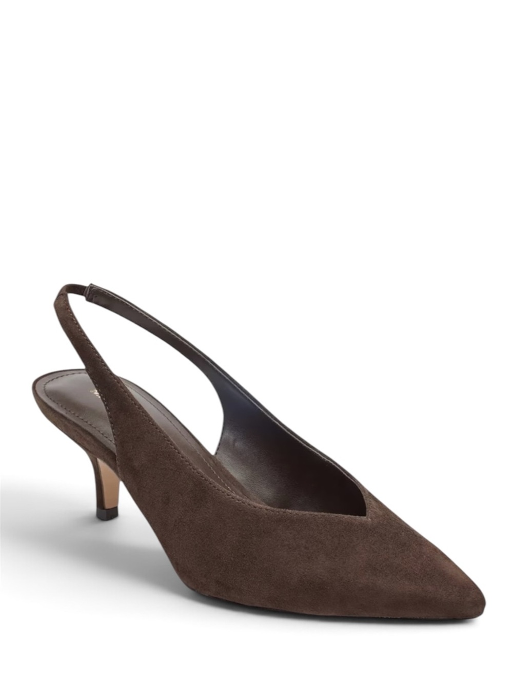 Marc Fisher Labela Brown Suede Slingback Kitten Heel Pointy Toe Pump